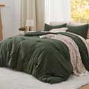 Bedsure Full Comforter Set, Dark Green Soft Prewashed Bedding for All Seasons, 3 Pieces GentleSoft Bed Set, 1 Lightweight Comforter (82"x86") and 2 Pillowcases (20"x26")