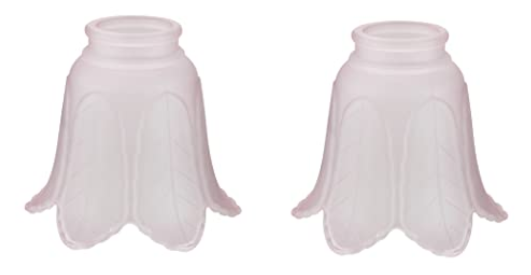 Aspen Creative 23102-4A Transitional Pink Rose Leaf Ceiling Fan Replacement Glass Shade, 2-1/8" Fitter Size x 5" Diameter x 4-1/4" Height, 2 Pack