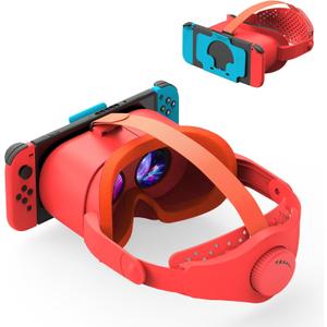 VR Headset for Nintendo Switch & Switch OLED, Upgraded Switch Virtual Reality Glasses with Adjustable Lens and Elite Strap, Labo VR Kit 3D Goggles Accessories for VR Gaming Experience (Orange&Blue)