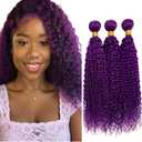 Purple 3 Bundles Human Hair Bundles Jerry Curly Bundles Human Hair Brazilian Virgin Human Hair Extensions Unprocessed Hair Bundles for Women 26 28 30 Inch 300g