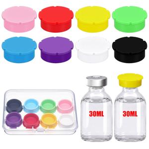 Remerry 8 Pack 30ml Reusable Glass Vial Caps Protective Vial Caps, Silicone Flip off Covers Leakproof Dustproof Cap, Suitable for 10-30ml Vials Storage Boxes Case, Peptide Vials Cap, 8 Colors
