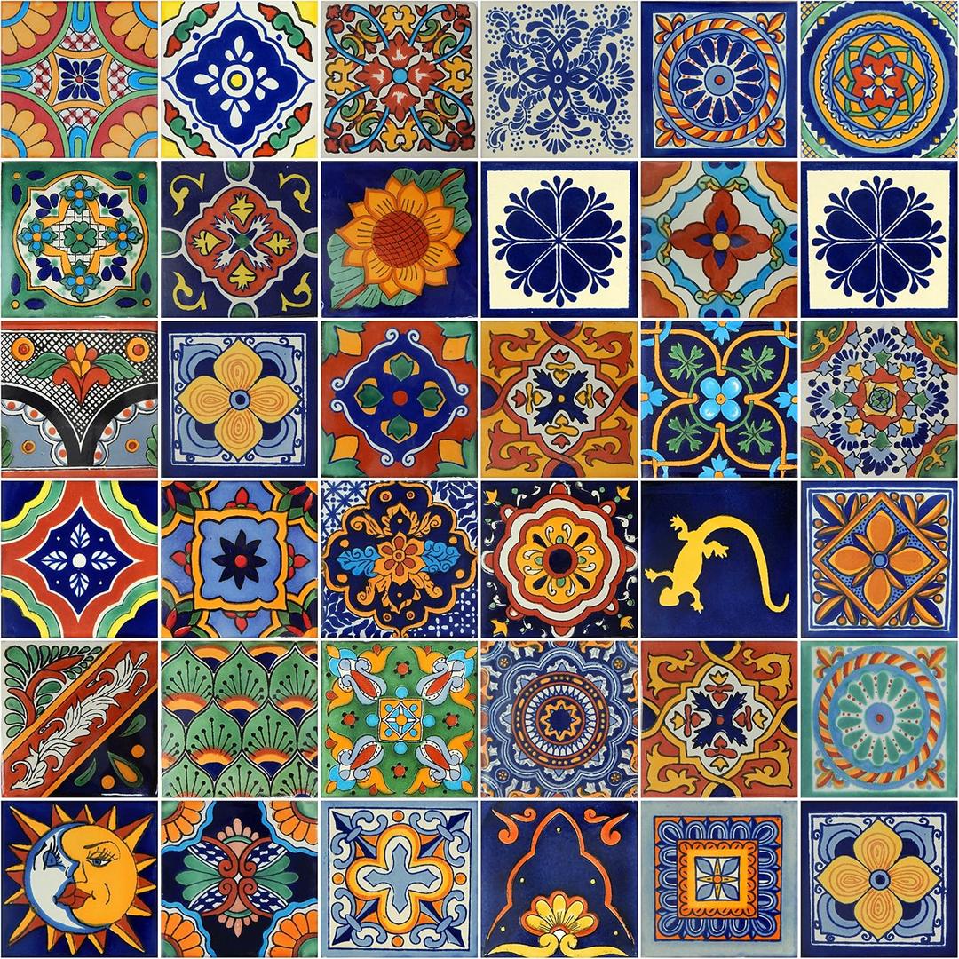 Mexican Tiles 4x4 Handpainted Hundred Pieces Assorted Designs