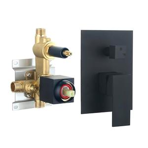 BANGPU 2 Way Shower Valve Dual Function Pressure Balance Valves Wall Mounted Shower Diverter Valves Brass Shower Handle Valve with External Threads, Matte Black