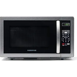 Farberware 1.1 Cu. Ft. Countertop Microwave Oven – 1000 Watt Power, Auto Cook Settings, Defrost, Easy Clean and Child Safety Lock - Stainless