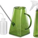 Goowin Indoor Plants Watering Can - Long Spout 47 oz with Bonus 16 oz Spray Bottle & 8.5 oz Squeeze Bottle, Green