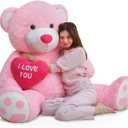 MaoGoLan Big Teddy Bear 4.3ft Stuffed Animal, I Love You Red Heart Giant Pink Teddy Bear Plush Toy, Large Stuffed Animal Gift for Girlfriend, Boyfriend, Kids