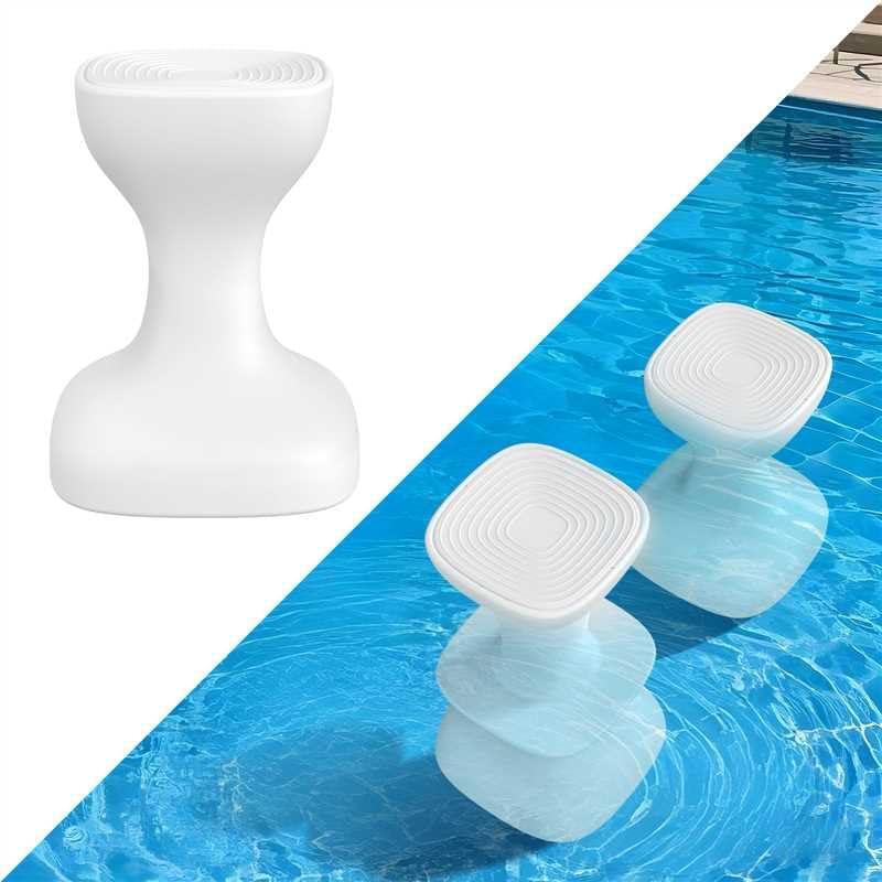 24" Pool stools for Underwater,Pre-Weighted Pool Stools with Foot Rest,Waterproof Patio Furniture with Adjustable Feet for Poolside Seats for Edge,1PC