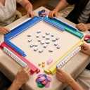 American Mahjong Tile Set(4 Layer), 1.2'' Mahjong Tile Set with Carrying Bag, 160 Blue Travel Mahjong Set, 4 All-in-One Rack/Pushers & Accessories, Unique Gift for Mahjong Lovers, Home/Travel, 1.2 x 0.9 x 0.5 inches