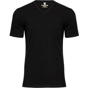Men's Tall Slim-Fit Short Sleeve V-Neck T-Shirt, Soft Poly/Rayon Blend Long Tee (X-Large Tall, Black)
