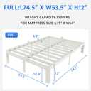 White Full Size Bed Frame 12 Inch, Metal Full Bed Frame No Box Spring Needed, Heavy Duty Steel Support 3500 LBS, DIY Headboard, Noiseless, Round Corner Legs, Storage Space, Easy Assembly