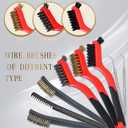 Small Wire Brush - 8 Pieces Brass/Stainless Steel/Nylon Brushes for Cleaning Rust Removal, Dirt, Paint Scrubbing Wire Brush Set Double-Ended Cleaning Pick (Red)