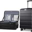 KROSER Carry On Luggage with Spinner Wheels & Built-in TSA Lock, Expandable Top Opening Hard Shell Suitcase Large Capacity Durable Rolling Luggage with USB Port, Carry-On 20-Inch, Black