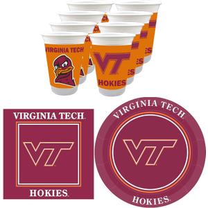 Virginia Tech Hokies Party Supplies 48 Piece Officially Licensed University Set: 16 oz. Plastic Beverage Cups, 9" Paper Plates, Luncheon Napkins, Complete Party Supplies for 16 Guests by Westrick
