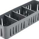 Simplify 4 Compartment Stackable Bin with Adjustable Dividers | Drawer Organizer | Storage Basket | Good for Office | Desk Supplies | Dorm |Bathroom | Accessories | Make Up | Grey (1 Pack)