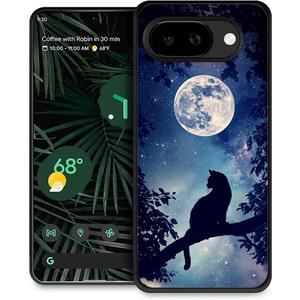 CARLOCA Compatible with Google Pixel 10A Case for Girls Boys Hard Shell Shockproof Protection TPU Non Slip for Google Pixel 10A Fashion Pattern Black Cat Sitting Tree Starry Sky Moon