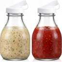 2pcs 16oz Salad Dressing Bottle, Reusable Salad Dressing Dispenser with Silicone Pour Spouts & Airtight Sealing Caps, Leak-proof Storage Jars Containers for Sauces, Ranch, Juice, Milk