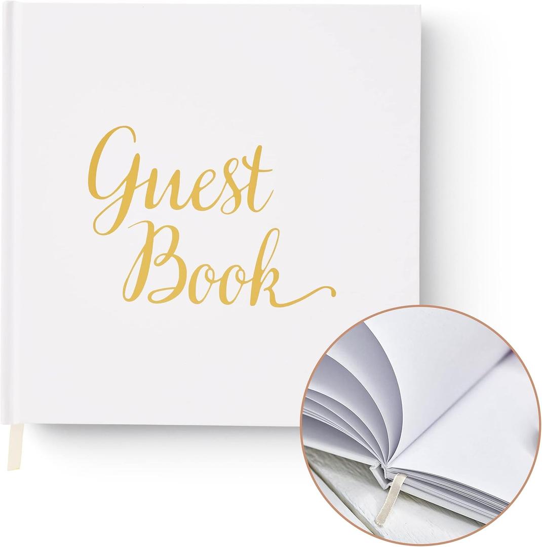 Your Perfect Day Wedding Guest Book - Elegant Guest Book Wedding Reception, Baby Shower Guest Book, Polaroid Guest Book for Wedding and Special Events, Wedding Guest Book Polaroid Pictures (White&Gold), Pack of 2