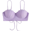 Strappy Seashell Bikini Top Mermaid Swim Tops Push Up Bathing Suit Shell Bra Tops for Women with Underwire, S