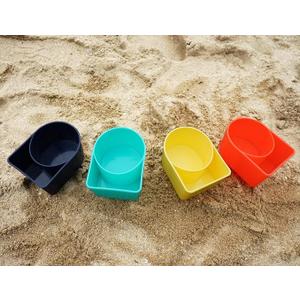 Home Queen Beach Cup Holder with Pocket, Multifunctional Sand Cup Holder for Beverage Phone Sunglass Key, Beach Accessory Drink Sand Coaster, Set of 3 (Navy, Teal, Yellow, Orange, Blue and Pink)