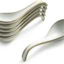 Gomakren Soup Spoons Set of 6, Asian Soup Spoons 6.5 Inch Ramen Spoons, Christmas Ceramic Chinese Spoon Set for Soup, Cereal, Pho, Noodles, Dumpling, Miso, Wonton, Dishwasher Safe, Creamy White