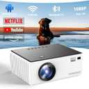 Mini Projector with Android TV 11.0, Towond Smart Projector with Wifi and Bluetooth, Portable Native 1080p Projector Built-in Netflix, Movie Projector for Outdoor/Indoor Home Cinema with 8,000+ Apps Black