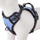 PHOEPET No Pull Dog Harness Reflective Adjustable with 2 Metal Leash Hooks and Soft Training Handle [Over The Head Design](M, Baby Blue)