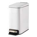 Slim Bathroom Trash Can with Lid Soft Close, Stainless Steel Garbage Can Step Trash Bin with Removable Inner Bucket for Bedroom, Office, Kitchen (Matt White, 1.8 Gallons)