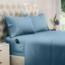 DREAMCARE Twin XL Sheet Sets - 4 pcs Breathable Cooling Bed Sheets - up to 15" Deep Pocket Twin XL Sheets Set with Side Pockets - Extra Soft 100% Brushed Hypoallergenic Hotel Luxury Bedding Mnrl Blue | - up to 15" Deep Pocket XL Twin Sheets with Side Pockets - Extra Soft - Double Brushed Hotel Luxury Bed Sheets - Mineral Blue