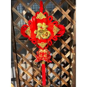 1PCS 36Inch Red Gilt Chinese Knot Wealthy Tassel Flannel Chinese New Year Decorations for Party Wedding Supplies Spring Festival Decorations Mid-Autumn Moon Festival Wedding Party Ornaments