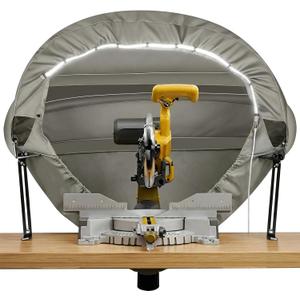Miter Saw Dust Collection Hood with LED Light,Effective Table Saw Dust Collector with Storage Bag,Collecte Saw Dust for 10" & 12" Miter Saw,Ideal for Garage & Workshop Use,Grey Oxford Fabric