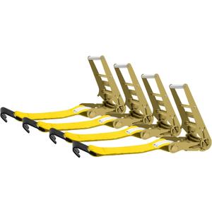 SALUINOKI 5 Pack 4 inch Ratchet Flat Hook Heavy Duty Yellow x12 inch(No Strap), Compatible with 4 inch Winch Straps for Flatbed Trailer