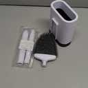 Sellemer Toilet Brush and Holder Set - Flexible Toilet Bowl Brush Head with Silicone Bristles, Compact Size for Storage and Organization, Ventilation Slots Base (1 Pack, Pearl White)