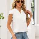 CiCiBird Boho Tops for Women Dressy Casual V Neck Blouses Summer Short Ruffle Sleeve Shirts (White, L)