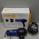 Conair Hair Dryer, 1875W Turbo Blow Dryer with Tourmaline Coating and Ionic Conditioning, Includes Diffuser and Concentrator Attachments, 2 Heat & 2 Speed Settings, Blue/Black