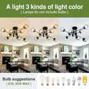 8 Light Glass Globe Ceiling Light Black Mid Century Flush Mount Sputnik Light Fixture Bubble Chandelier Living Room Farmhouse for Dining Room Kitchen Bedroom.