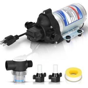 Industrial Diaphragm Water Pump 2088-594-154, 198GPH, 115V AC, 1/2in, Portable Electric Utility Water Pump 45PSI/3.1Bar, 3.3GPM/11.4LPM, Fit for Beverage and Water Applications, Water Pressure