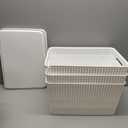 BINO | Plastic Storage Baskets with Lids, 22 Liter - 3 Pack, White | THE WOVEN COLLECTION | Storage Basket for Shelves | Woven Storage Baskets for Organizing Bins Pantry Shelf Organizer Container Bin