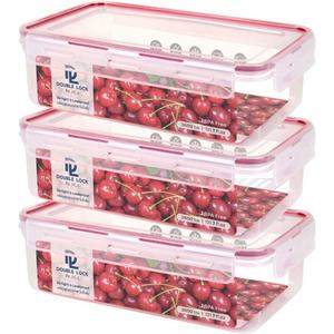 Tribello Plastic Food Storage Containers With Lids - Large 15.2 Cup (121 Oz) Airtight Container Box For Food Storage, Freezer, Microwave And Dishwasher Safe, Airtight Lids, BPA-Free - 3 Pack