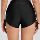 Womens Swim Shorts High Waisted Tie Board Shorts Bathing Suit Bottoms Tummy Control Swimsuit with Liner (Black, M)