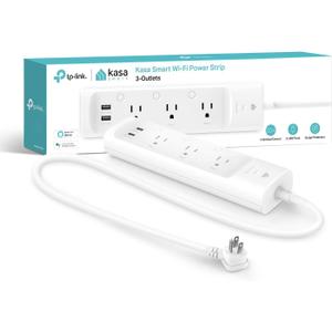 Kasa Smart Plug Power Strip KP303, Surge Protector with 3 Individually Controlled Smart Outlets and 2 USB Ports, Works with Alexa & Google Home, No Hub Required, White