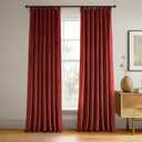 HPD Half Price Drapes Signature Blackout Velvet Curtains 96 Inch Long (1 Panel) 4-Pass Hotel Blackout Lined Window Curtains Thermal Blackout Curtains for Bedroom, Living Room, 50W x 96L, Crimson Rust