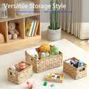 Set of 3 Water Hyacinth Storage Basket Rattan Woven Shelf Organizing with Built-in Handles 3-Pack Nesting Wicker Bathroom Accessories Pantry Storage