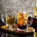 COKTIK 2 Pack Heavy Large Beer Glasses with Handle - 14 Ounce Glass Steins, Classic Beer Mug glasses Set