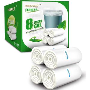 FORID Clear Trash Bags, 8 Gallon Garbage Bags, Wastebasket Bin Liners 220 Count Plastic Trash Bags for Bathroom Bedroom Office Garbage Can 30 Liters - Durable & Thick Trash Bag - Medium