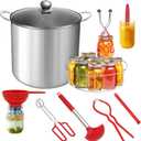 Stainless Steel Canning Pot with Rack & Lid, 21.5 QT Water Bath Canner for Canning, Complete Canning Supplies Starter Kit with Tools, Funnel, Jar Lifter, Tongs for Beginners and Home Use