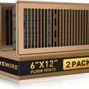 6x12 Floor Register, Heavy Duty Steel Walkable Floor Vents Covers, Adjustable Air Supply Lever Register Vent Cover for Home Floor and Wall, Fits 12x6 and 6x12 Duct Opening, 2 Pack, Brown