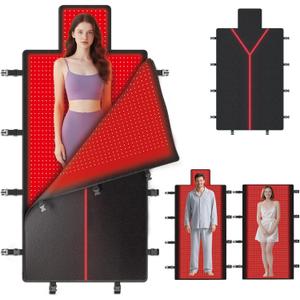 Full Body Red Light Therapy Blanket Mat, 660nm 880nm Infrared Red Light Therapy for Full Body, 2580 pcs Medical Grade LEDs, Black PRO.