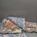 Lush Decor Sydney Reversible Cotton Quilt Set Cotton Bedding, 3 Piece Set, King, Green & Blue - Bedding Set - Blue Floral Quilt - Cottage Decor - Bedding King Size (Leaf Print)