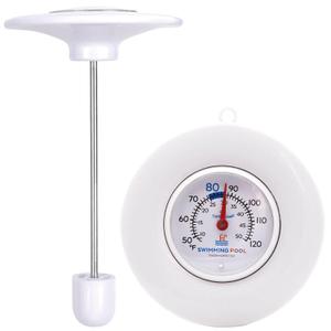 Floating Pool Thermometer Easy Read - No Battery Needed, IPX6 Waterproof 304 Stainless Steel Probe for Pool, Pond, Hot Tub & Bath Water Temperature (WHITE)