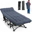ATORPOK Camping Cot for Adults with Cushion Comfortable, Portable Folding Bed for Sleeping Supports 450 lbs (Blue), Large Size